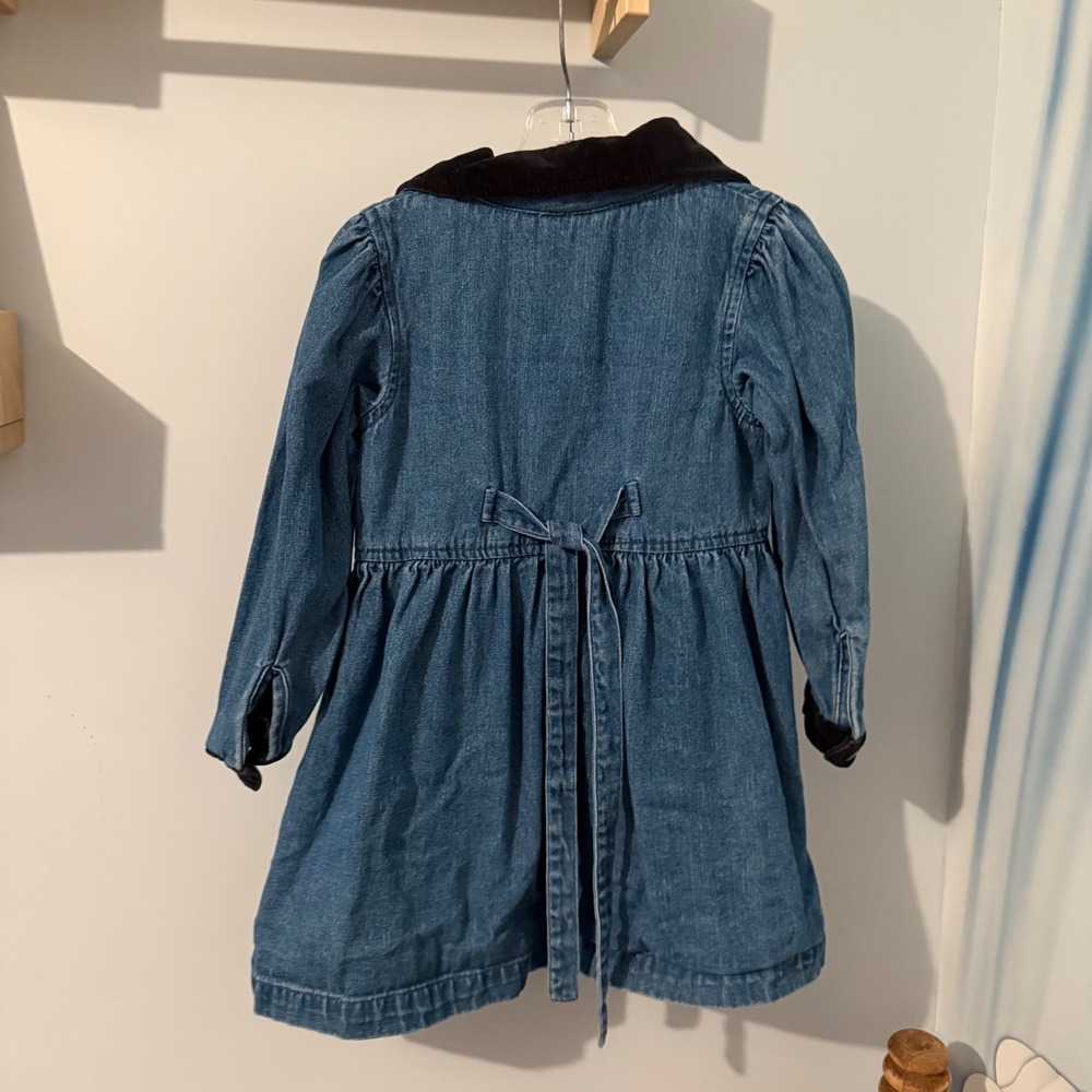 Christie Brooks Vintage Girls Denim Dress Blue Trim Size 4 S Dress - Picture 2 of 3